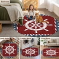 thumbnail image 5 of Nautical Rudder Round Area Rug 5Ft Washable Circle Rugs for Living Room Bedroom, Red Navy Blue Coastal Stars Ocean Non-Slip Carpet Floor Mats Indoor Outdoor Carpet Runner Aesthetic Home Decor, 5 of 8