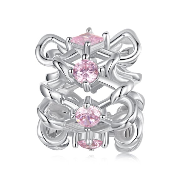 Bow Spacer Beads Charm 925 Sterling Silver Charm,Charm for Bracelets , Perfect Gift for Women