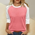 thumbnail image 2 of Holzkary 3/4 Sleeve Tops for Women Workout Jersey Shirts Baseball Style Raglan Tshirts Casual Color Block Tees Comfy Steetwear Women's 3/4 Shoulder Sleeve Color Blocked T Shirt Top Pink S, 2 of 5
