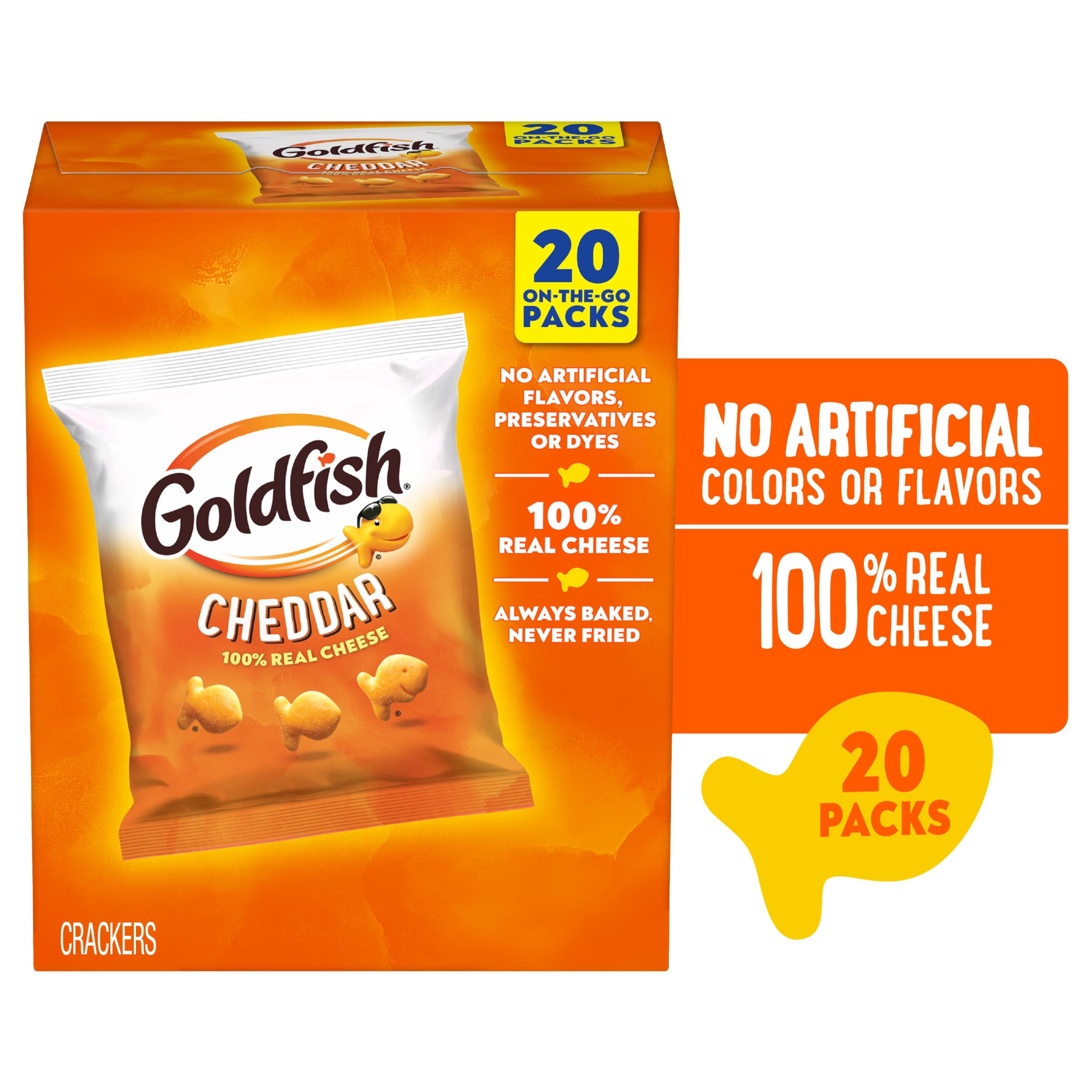 Goldfish Cheddar Baked Snack Crackers, 20 Count, 1 oz