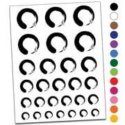 Enso Zen Buddhism Infinity Circle Water Resistant Temporary Tattoo Set Fake Body Art Collection - Black