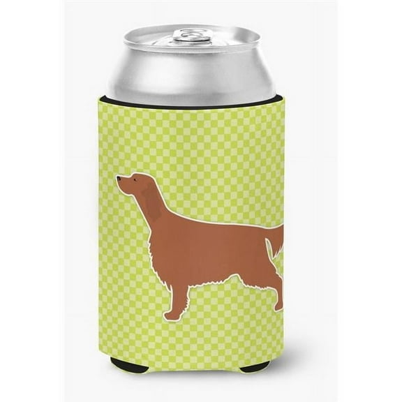 Carolines Treasures BB3793CC Irish Setter Checkerboard Green Can or Bottle Hugger