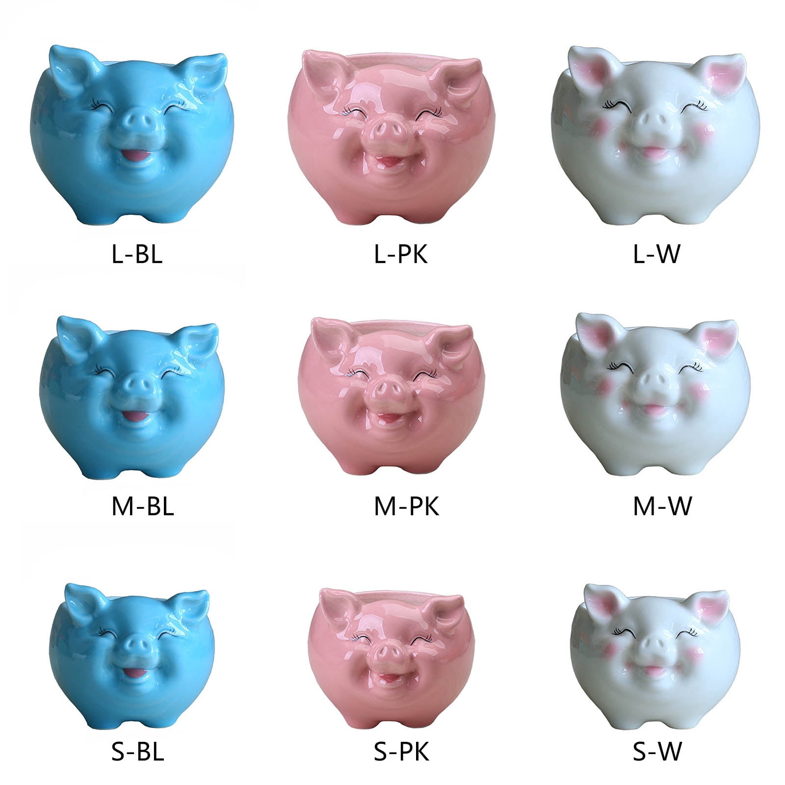 Nordic Style Ceramic Flower Pot Cartoon Animal Pig Succulent Bonsai Potted Planter for Indoor Outdoor Garden Yard Decor