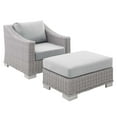 thumbnail image 3 of Modway Conway Sunbrella? Outdoor Patio Wicker Rattan 2-Piece Armchair and Ottoman Set in Light Gray Gray, 3 of 11