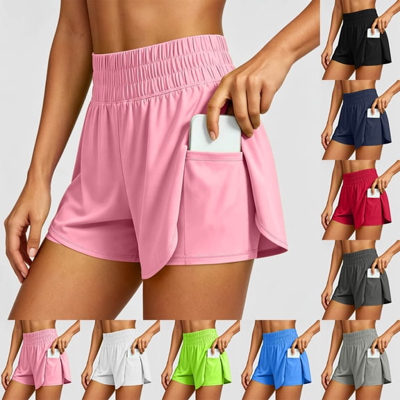 Womens Running Athletic Shorts Quick Dry Casual Cycling Tennis Workout Yoga Lounge Hiking Jogging Shorts with Liner Pockets