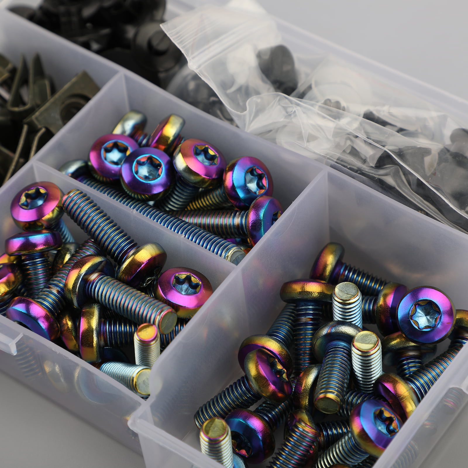 Motorcycle Fairing Bolt Kit Screws 223pcs Colorful Fasteners Bolts Mounting Washers Nuts Screws Clips For Most Of Motorcycles bolt Clip Nut For Motorcycle Windscreen M5 M6 Bodywork Screws Black-233 