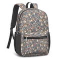 thumbnail image 2 of Bulldog and Floral Blue Pattern 17" School Backpacks for Teens,Waterproof Oxford Fabric,S-Shape Padded Straps for School,Travel,Hiking,Camping, 2 of 6