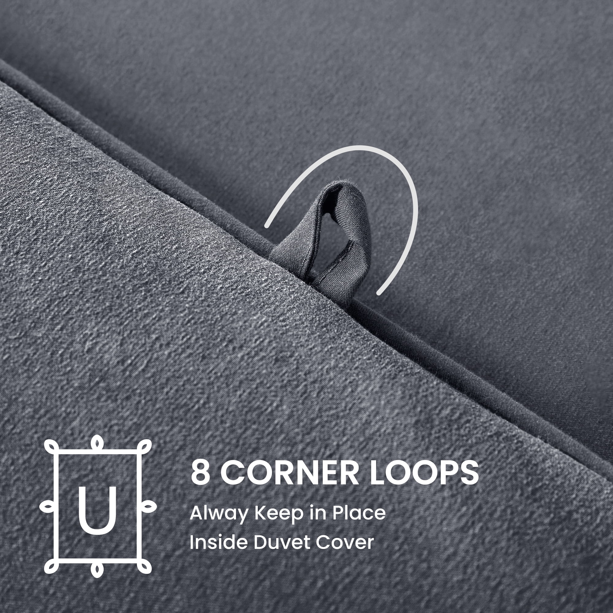 Sleep Zone Queen Comforter Duvet Insert, Down Alternative Reversible Comforter, Lightweight, Soft and Breathable Bedding All Season, Dark Grey
