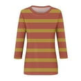 thumbnail image 4 of CLOISE Tees for Women Fall Fashion Striped Blouses Crewneck 3/4 Sleeve Tees Comfy Colorblock Basic Tops Y2k Outfits Watermelon Red M, 4 of 5
