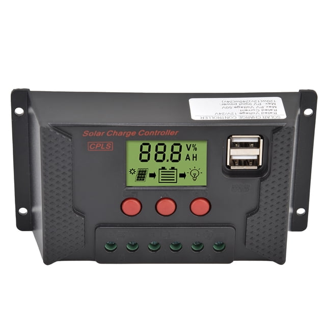 Controlador Solar, Regulador Solar Regulador De Batería Solar PWM 12V 24V 60A Plástico 151g 13.3x7cm Para Protección De Corriente Inversa Dual