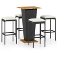 thumbnail image 4 of vidaXL 3 Piece Patio Bar Set with Cushions Poly Rattan Black, 4 of 32
