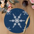 thumbnail image 3 of Navy Blue Christmas Round Placemats Set of 2, Braided Polypropylene Place Mats, Xmas Snowflake Winter Washable Table Mats for Kitchen Dinner Holiday Wedding Party Coffee Table Decoration 15", 3 of 9