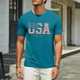 thumbnail image 4 of Men's Retro Flag Print Hooded Sweatshirt, Breathable Cotton Blend for Layering in Spring and Fall Seasons ,Turquoise 2XL, 4 of 5