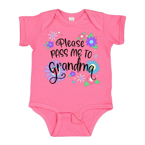 Inktastic Please Pass Me to Grandma with Flowers Boys or Girls Baby Bodysuit