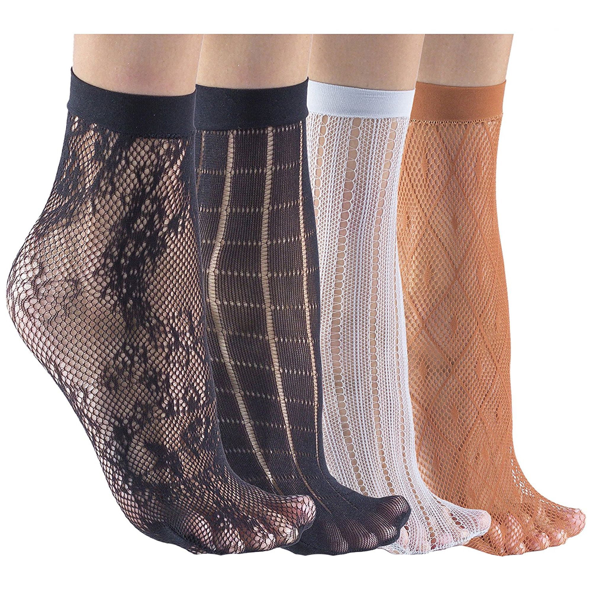 LACE SHEER VARIOUS COLOURS & DESIGNS NEW FANCY LADIES ANKLE SOCKS FISHNET 