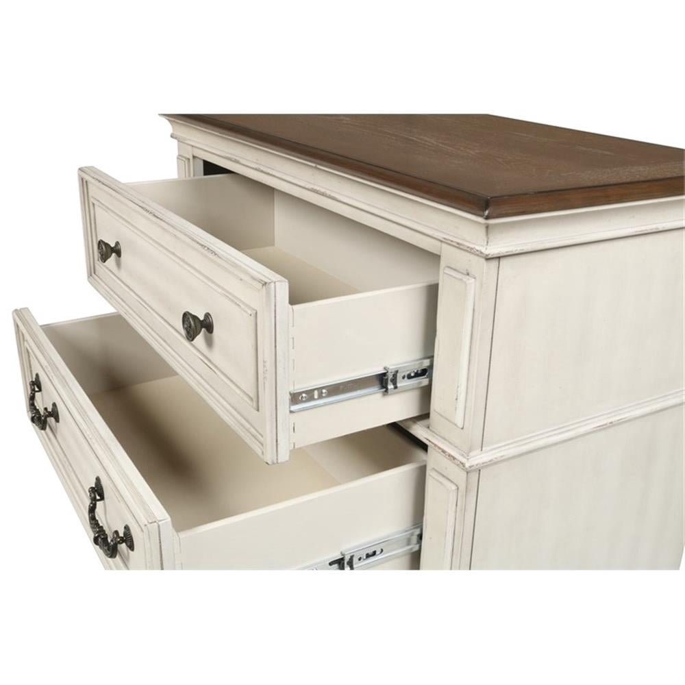 New Classic Furniture Anastasia 5-Drawer Wood Chest in Antique White