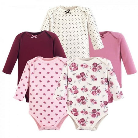 UPC: 0660168556162 | Hudson Baby Infant Girl Cotton Long-Sleeve Bodysuits 5pk  Rose  0-3 Months