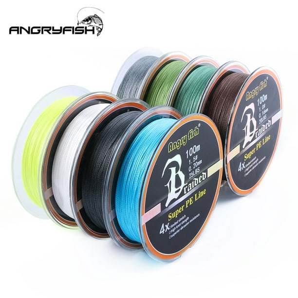 ANGRYFISH Diominate PE Line 4 Strands Braided 100m/109yds Super Strong Fishing  Line 10LB-80LB Black 2.5#: 0.26mm/30LB 
