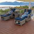thumbnail image 2 of 5 Pieces Outdoor Patio Furniture Set with Ottomans, Rattan Wicker Patio Swivel Rocking Chairs Set of 2 with Pet House Cool Bar and Retractable Side Tray, Patio Conversation Sets for Backyard Porch, 2 of 7