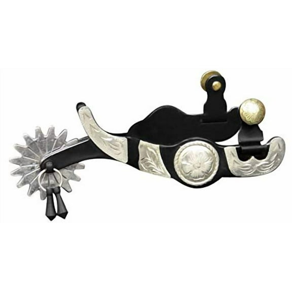 Showman Black Steel Jingle Bob Spurs w/ Silver Engraved Accents