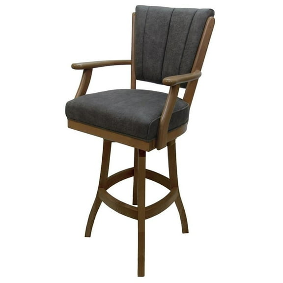 Classic Solid Wood Swivel Counter 26" Bar Stool with Arms