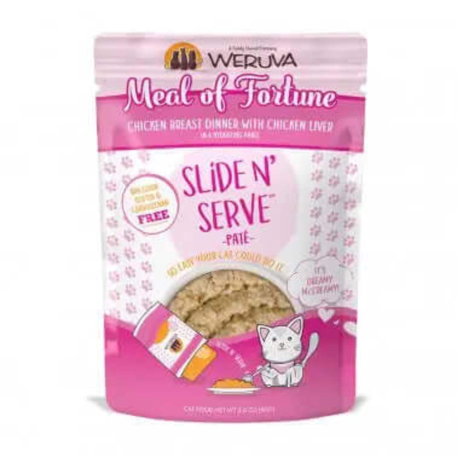 Weruva Pate Meal of Fortune Chicken Breast Dinner with Chicken Liver in a Hydrating Puree Wet Cat Food, 2.8 oz., Case of 12