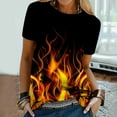 thumbnail image 5 of Workout Tops for Women Viikei 2025 Summer Womens Tops Under $5 Women's Crewneck Short Sleeves Flame Printed Pattern Casual Tops Blouse Print Shirt, 5 of 9
