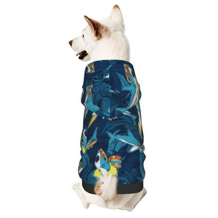 Haiem Cartoon Surfer Sharks for Winter Dog Hoodie Sweatshirts with Pockets Warm Dog Clothes for Small Dogs Chihuahua-X-Small