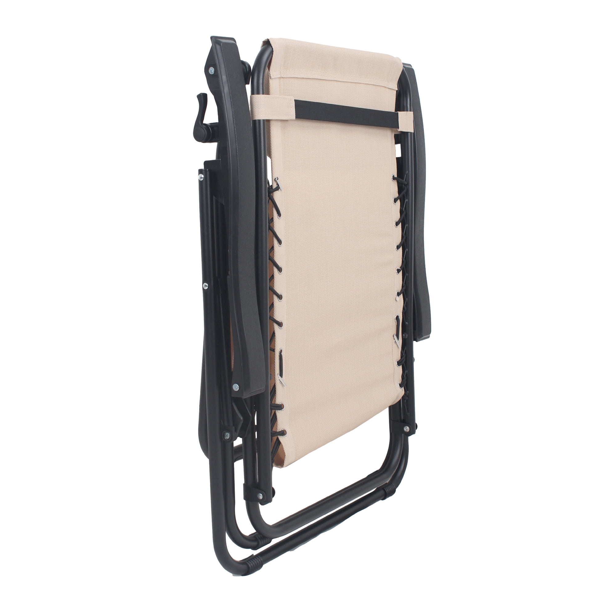 Zero Gravity Lounge Chair Folding with Headrest & Removable Tray, 300 lb Capacity Recliner 90-170° Adjustable, Portable Outdoor Chair for Patio Beach Camping, Khaki