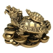 Feng Shui Dragon Turtle Tortoise on Money Base Statue Home Office Decor for Longevity Fertility Housewarming Birthday Congratulation Blessing Gift