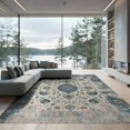 thumbnail image 2 of ODIKA 8'x10' Washable Area Rug Livingroom Vintage Boho Ornate Center Motif Large Distressed for Living Room, Under Sectional, Family , Durable, Non-Slip, 2 of 7