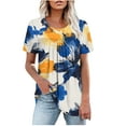 thumbnail image 3 of Plus Size Blouses for Women Floral Casual Ladies' Tops Pleated Short Sleeve Round-Neck Blouses Shirts Multicolor Womens Summer Outwear Comfortable Vacation Beach Fashion, 3 of 8