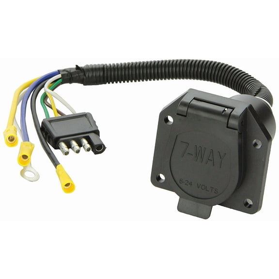 For The WhiteNight 0004149 Trailer Wiring Plug 4 Way Flat To 6 or 7 Way Round Adapter