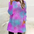 thumbnail image 5 of Womens Long Sweatshirts Sherpa Fleece Tunic Tops with 2 Pockets Tie Dye Multicolor Casual Trendy Fuzzy Sweaters (XL, Purple), 5 of 5