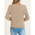 thumbnail image 4 of Women's Long Sleeve Button Down V‑Neck Knit Cardigan Scalloped Trim Sweater, 4 of 5