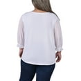 thumbnail image 3 of NY Collection Women's Plus Size 3/4 Sleeve Ringed Top with Mesh, 3 of 4