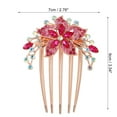thumbnail image 2 of Unique Bargains Women Rhinestone Inlaid Flower Hair Comb Hairpin Hair Accessory Rhinestone Head Pieces Rose Red, 2 of 7