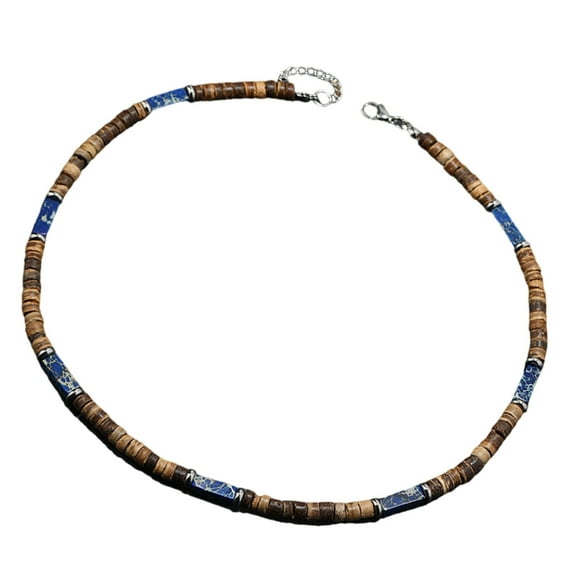 YIEMEEN Fashionable Necklace With Brown Coconut Shell Wood Beads And Natural Stone Pendant Perfect For Any Occasion