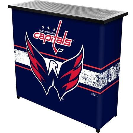 Washington Capitals NHL Portable Bar Indoor Outdoor, Pop-Up Drink Station Patio, Garage or Man Cave Accessories - Red, Navy, White
