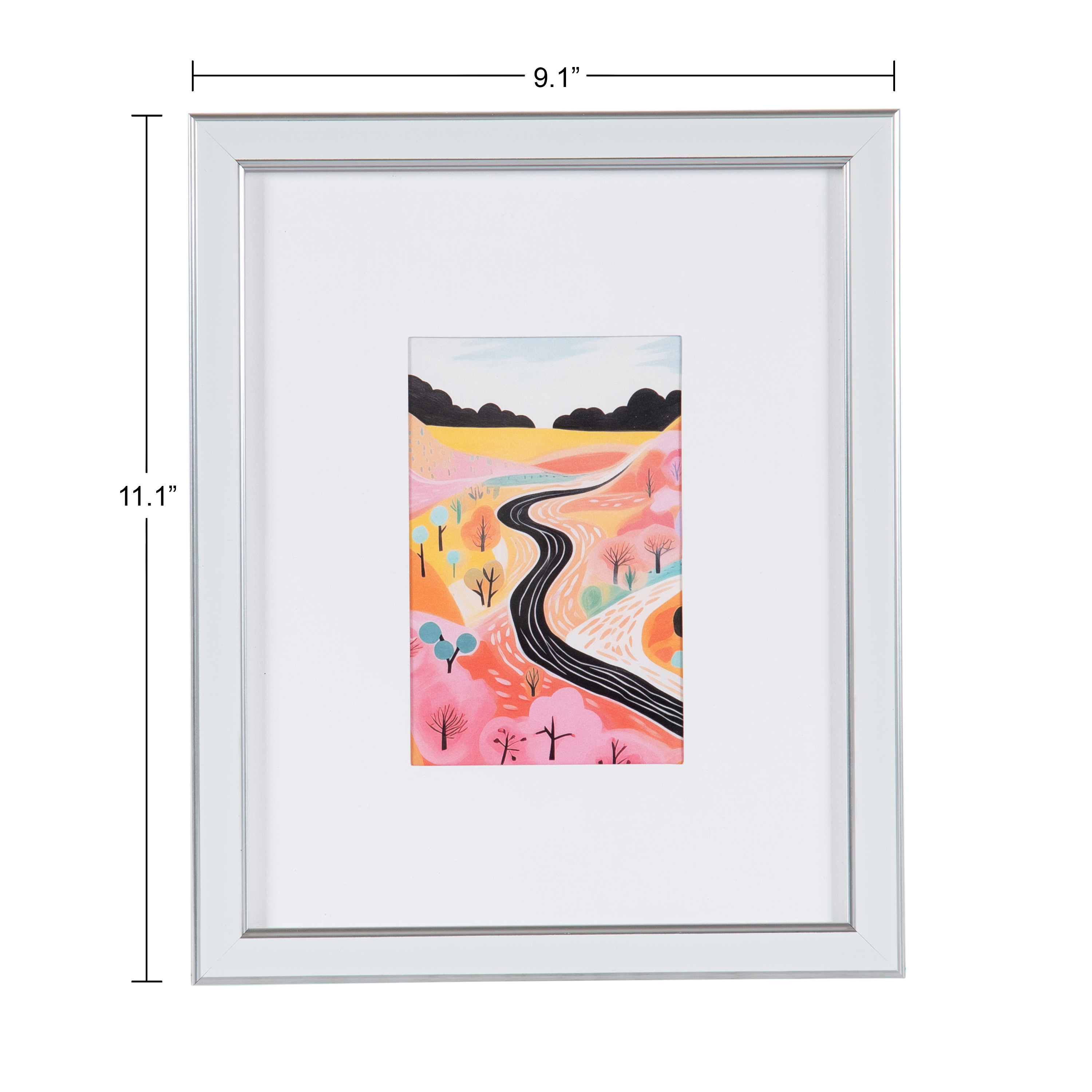 DesignOvation 8x10 Matted for 4x6 White/Silver Decorative Tabletop Picture Frame
