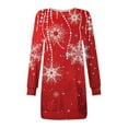 thumbnail image 4 of Bmisegm Robe Décontractée à Manches Longues Col Rond Imprimé Flocon de Neige Mode Automne et Hiver pour Femmes Vêtements de Noël Rouge Melon D\'eau L, 4 of 4