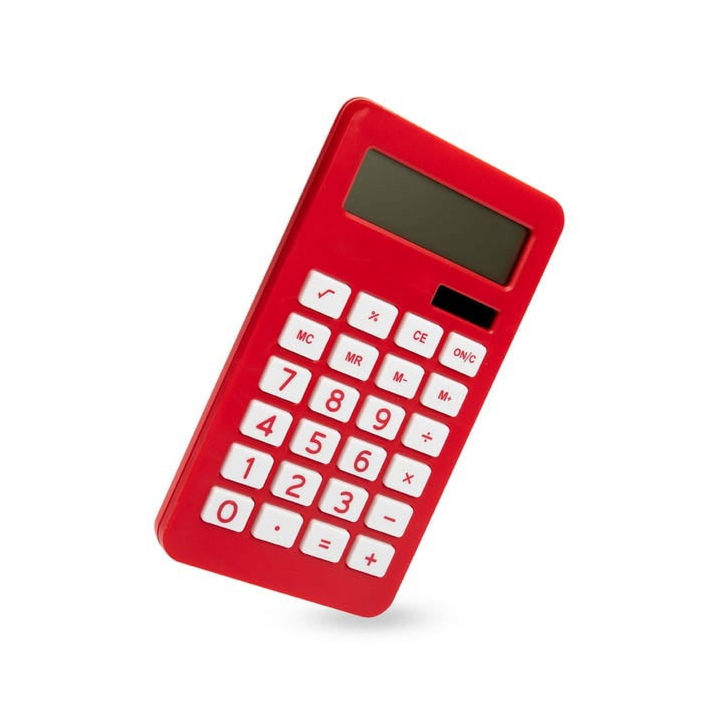 JAM Paper Desktop Calculator, 10 Digit LCD Display, 3 3/4 x 6 3/4 Inches, Red, Bulk 10/Pack