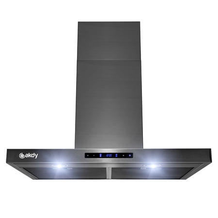 AKDY 30” Wall Mount Black Stainless Steel Kitchen Range Hood with Touch Panel