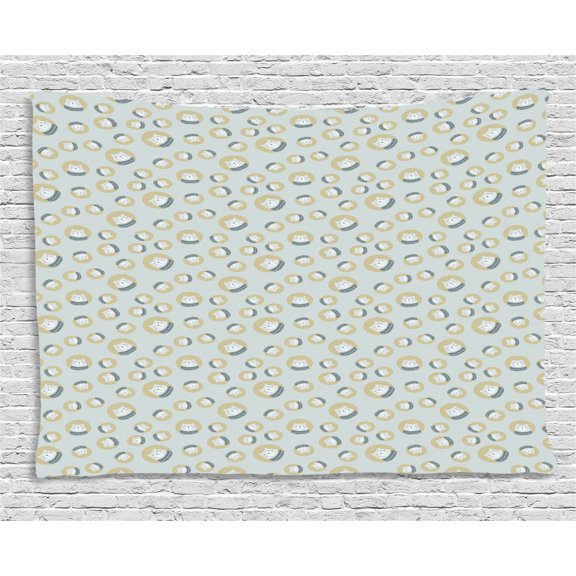 Nordic Tapestry, Scandinavian Kids Pattern with Polar Bears Finnish Design, Wall Hanging for Bedroom Living Room Dorm Decor, 60W X 40L Inches, Pale Grey Charcoal Grey Sand Brown, by Ambesonne