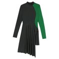 thumbnail image 5 of CHICTRY Womens Color Block Lyrical Contemporary Dance Leotard Side Split Asymmetrical Hem Dance Dress Green M, 5 of 7