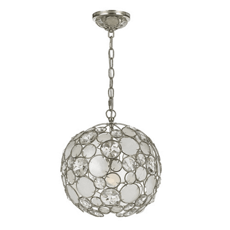 Capiz Shell Chandelier Mini Chandeliers 1 Light With Antique Silver Natural White Capiz Shell Crystal 13 inch 100 Watts - World of Lighting ()