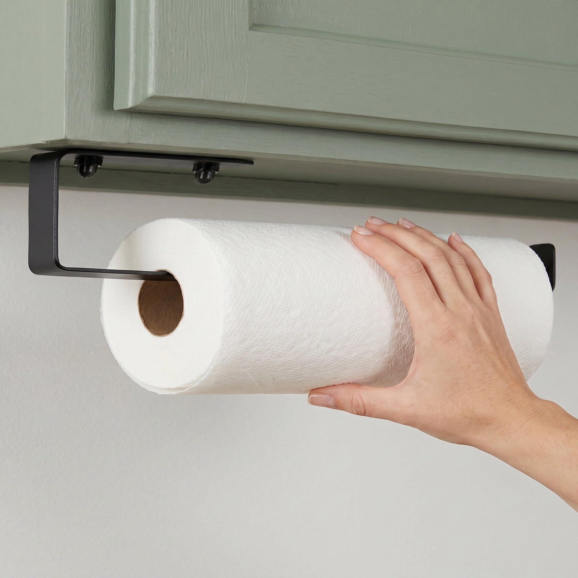 Unique Bargains Stainless Steel Wall Mount Paper Towel Holder Black 4.3x0.8inch