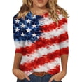 thumbnail image 2 of Hogleaql 250th Anniversary Usa Shirt for Women 3/4 Sleeve Crewneck 4th Of July T-Shirts Independence Day Patriotic Trendy Blouse Red L, 2 of 5