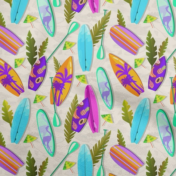 oneOone Rayon Light Gray Fabric Beach Sewing Material Print Fabric By The Yard 56 Inch Wide