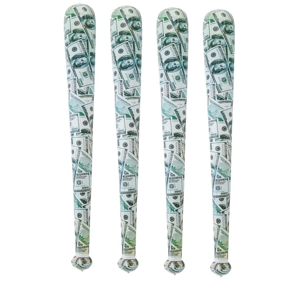 Inflatable Baseball Bats ( $100 Money Print) 4 Pieces (Huge - 42 Inches)